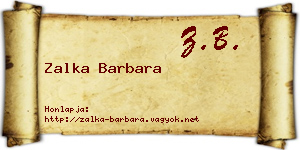 Zalka Barbara névjegykártya
